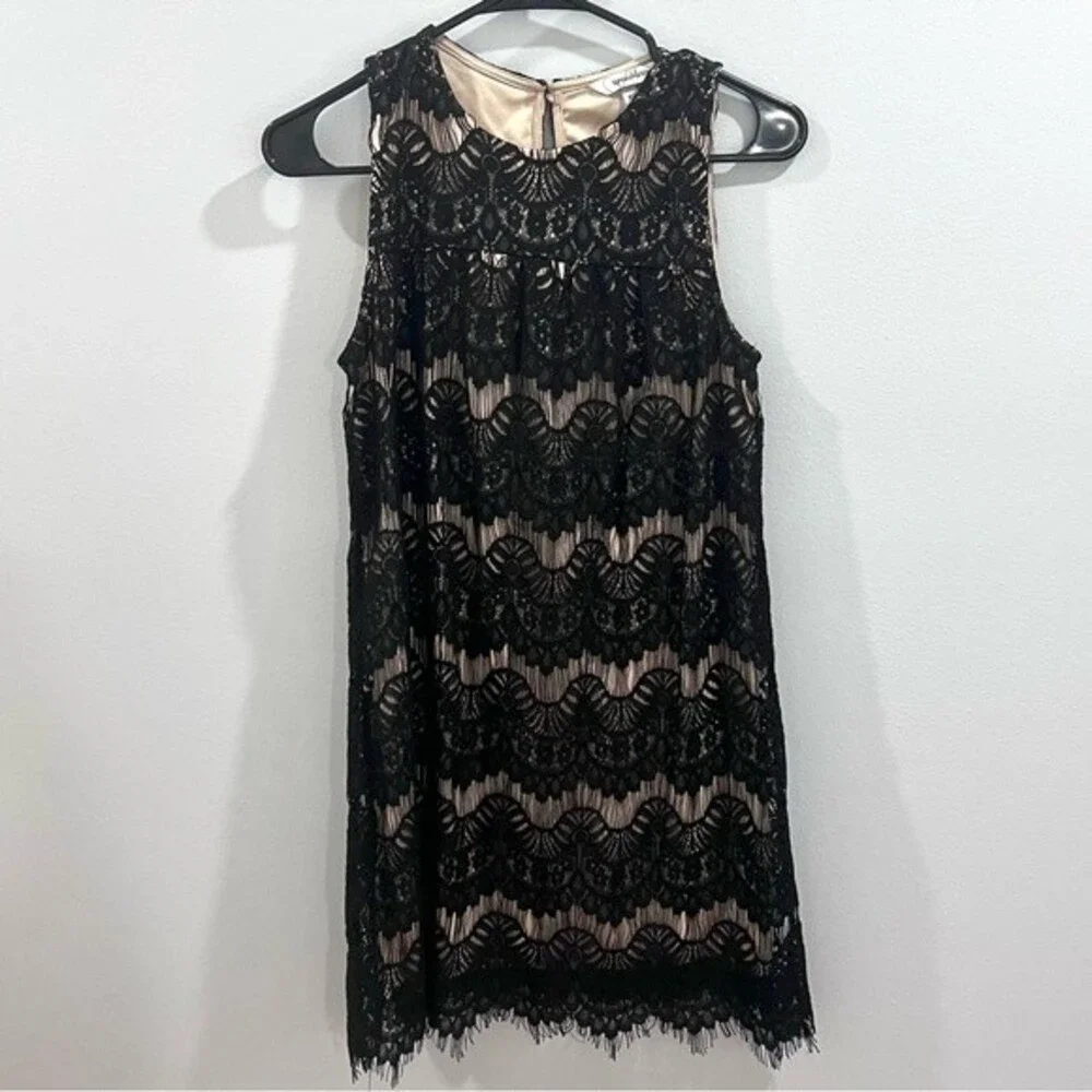 Black and nude lace shift dress size small
